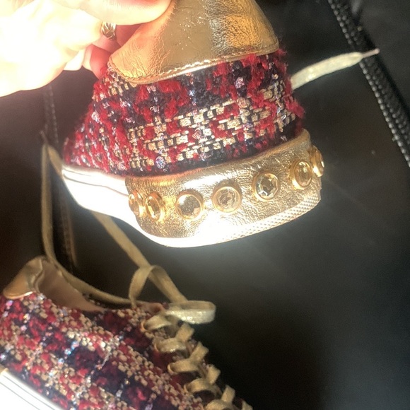 Moow size 37 European, excellent condition, Fabric plaid canvas and gold… - Picture 5 of 9